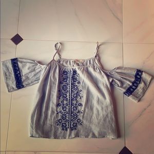 Off the shoulder, spaghetti strap blouse